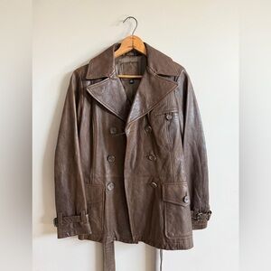 Vintage belted leather jacket
